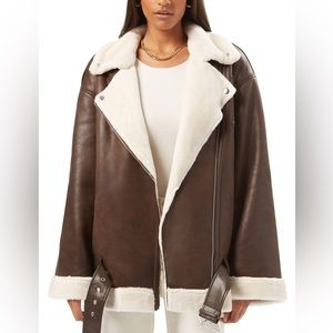 WeWoreWhat Faux Fur Moto Jacket